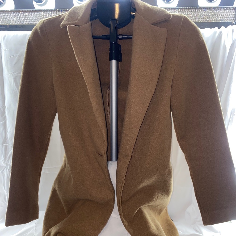 Staccato Camel Long Coat Women’s Small Tan Single Button Fall Jacket